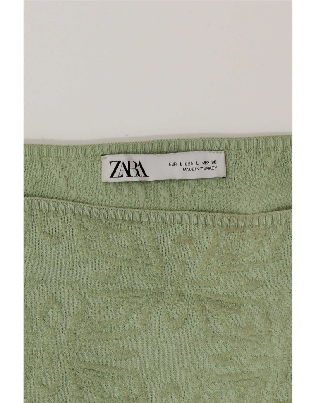 Top corto da donna con spalle scoperte Zara UK 14 poliestere floreale verde grande