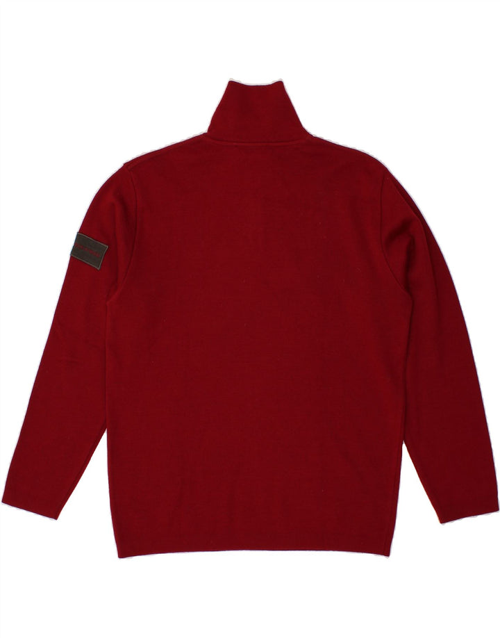 ARMATA DI MARE Mens Zip Neck Jumper Sweater Medium Red Vintage Armata Di Mare and Second-Hand Armata Di Mare from Messina Hembry 