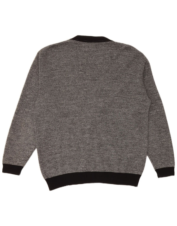 Maglione cardigan vintage da uomo IT 50 grigio medio a righe