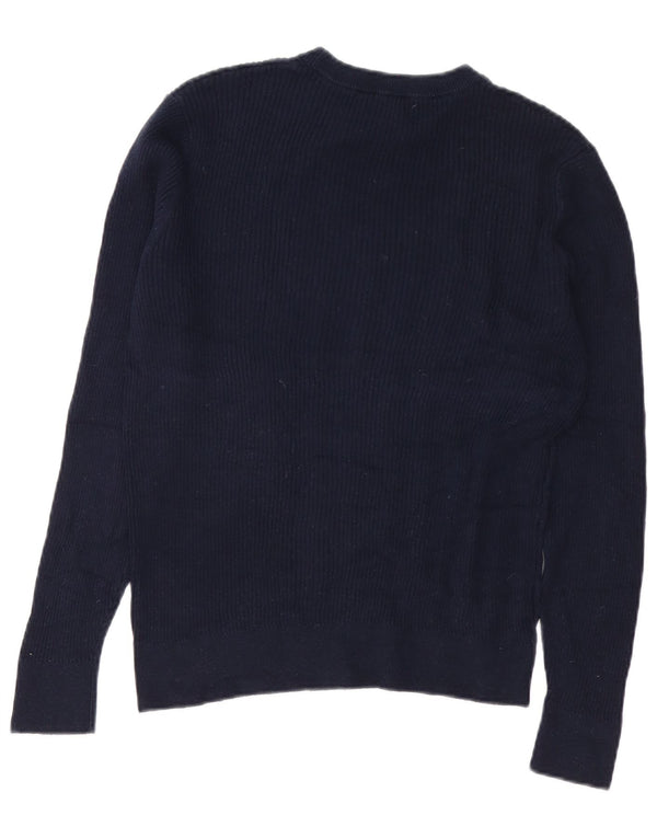 Maglione maglione girocollo da uomo Zara in cotone blu navy medio
