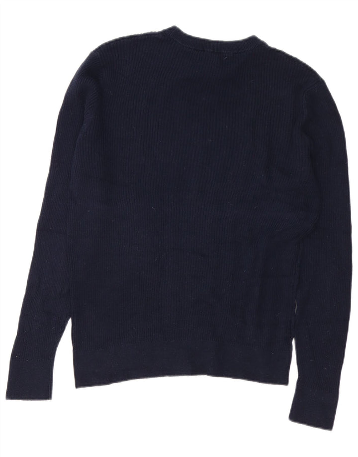 Maglione maglione girocollo da uomo Zara in cotone blu navy medio