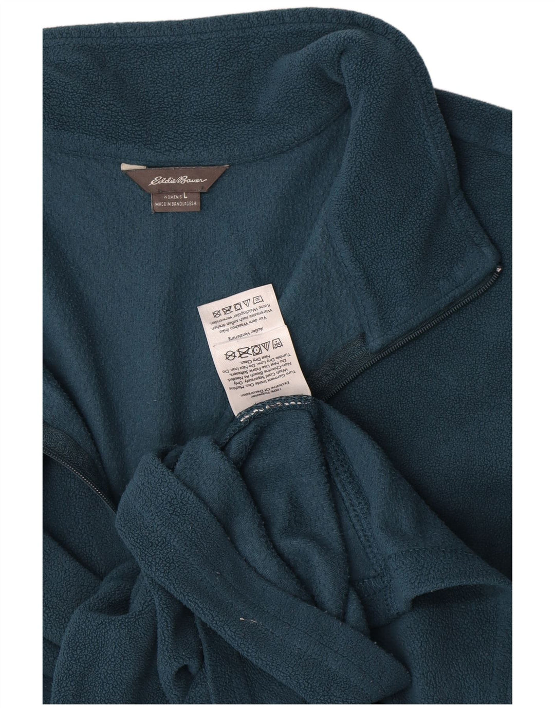 Maglione in pile da donna con collo con zip Eddie Bauer UK 16 grande poliestere blu