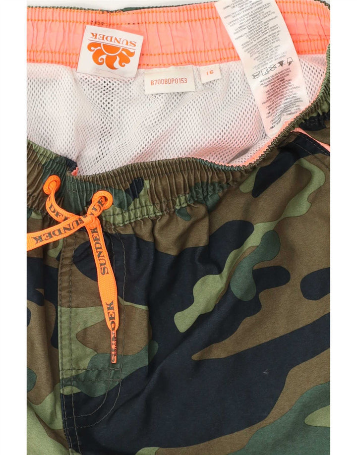 Pantaloncini da bagno Sundek per ragazzi 15-16 anni Poliestere mimetico kaki