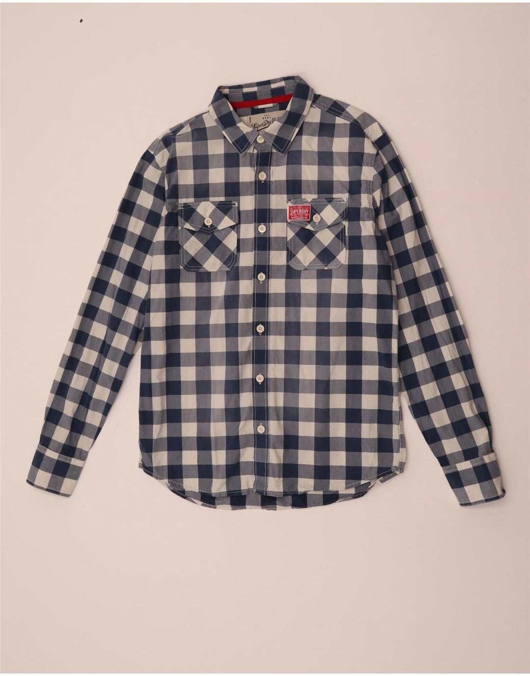 Camicia da uomo Superdry 2XL in cotone a quadretti blu