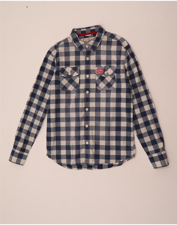 Camicia da uomo Superdry 2XL in cotone a quadretti blu