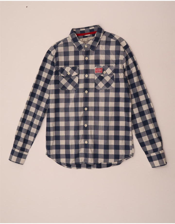 Camicia da uomo Superdry 2XL in cotone a quadretti blu