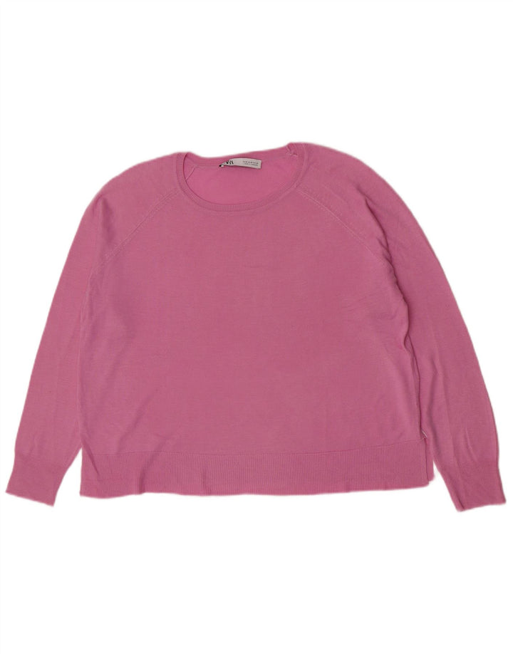 Maglione maglione con scollo a barca da donna Zara UK 14 Rosa medio