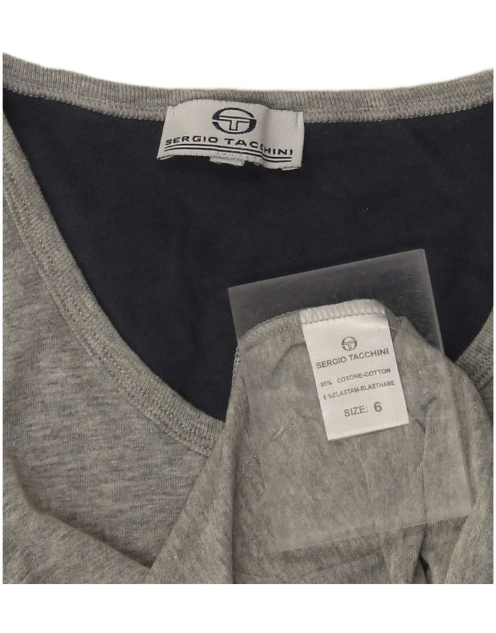 T-shirt grafica da uomo Sergio Tacchini Top Small in cotone color block grigio