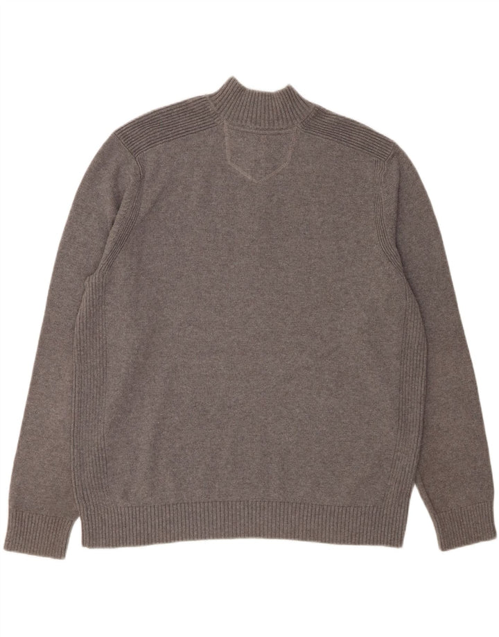 EDDIE BAUER Mens Zip Neck Jumper Sweater XL Grey Cotton Vintage Eddie Bauer and Second-Hand Eddie Bauer from Messina Hembry 