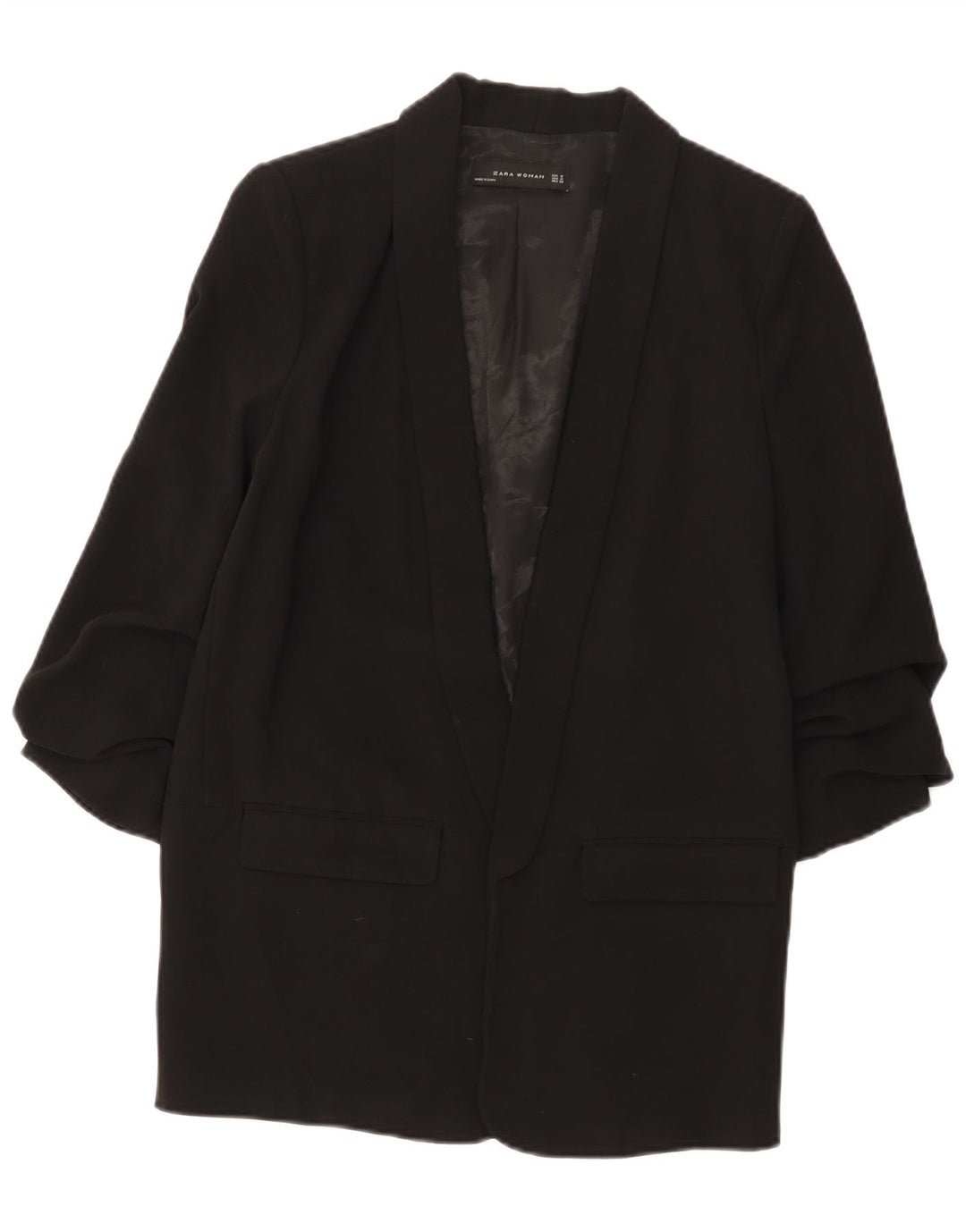 Giacca blazer aperta da donna con maniche a 3/4 Zara UK 14 media nera