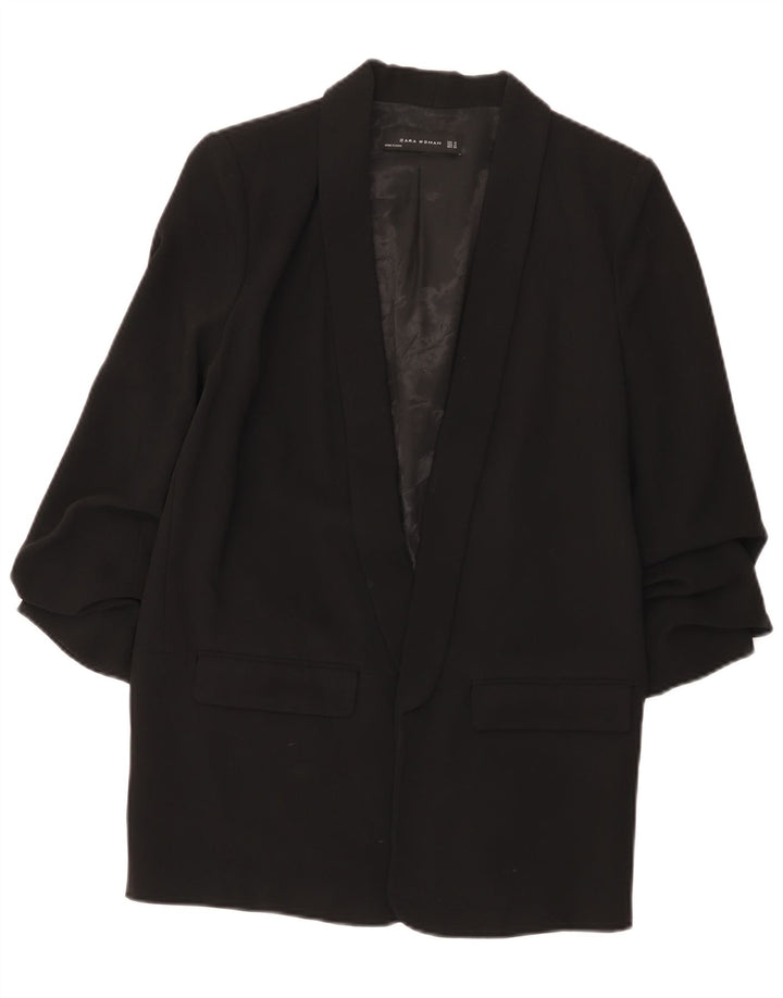 Giacca blazer aperta da donna con maniche a 3/4 Zara UK 14 media nera