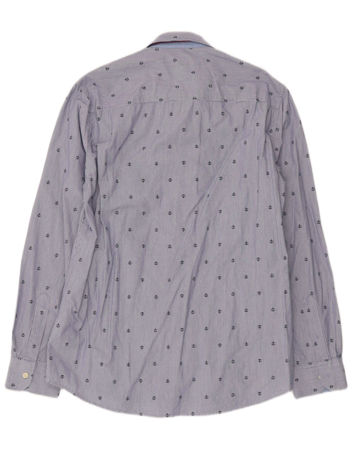 PEPE Jeans Camicia da uomo con vestibilità regolare, modello astratto, grande gessato blu