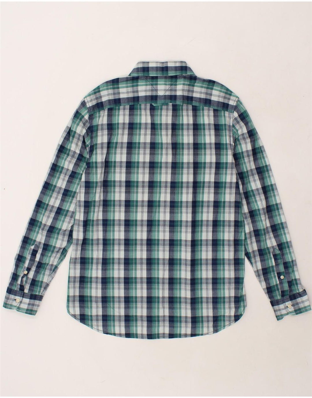 TOMMY HILFIGER Mens Shirt Large Green Check Cotton Vintage Tommy Hilfiger and Second-Hand Tommy Hilfiger from Messina Hembry 