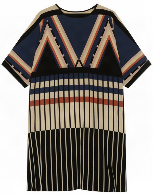 Warehouse Abito a trapezio da donna UK 10 Piccolo in viscosa a righe multicolore