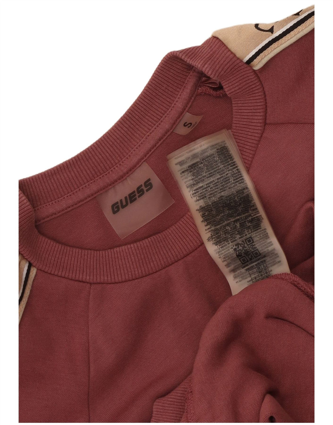 Guess Felpa con grafica da donna Maglione UK 10 Small Pink Colourblock