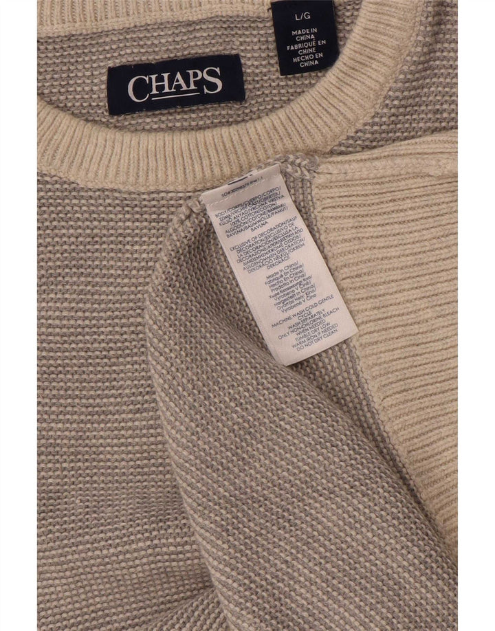 Chaps Uomo Maglione Girocollo Maglione Grande Cotone Grigio