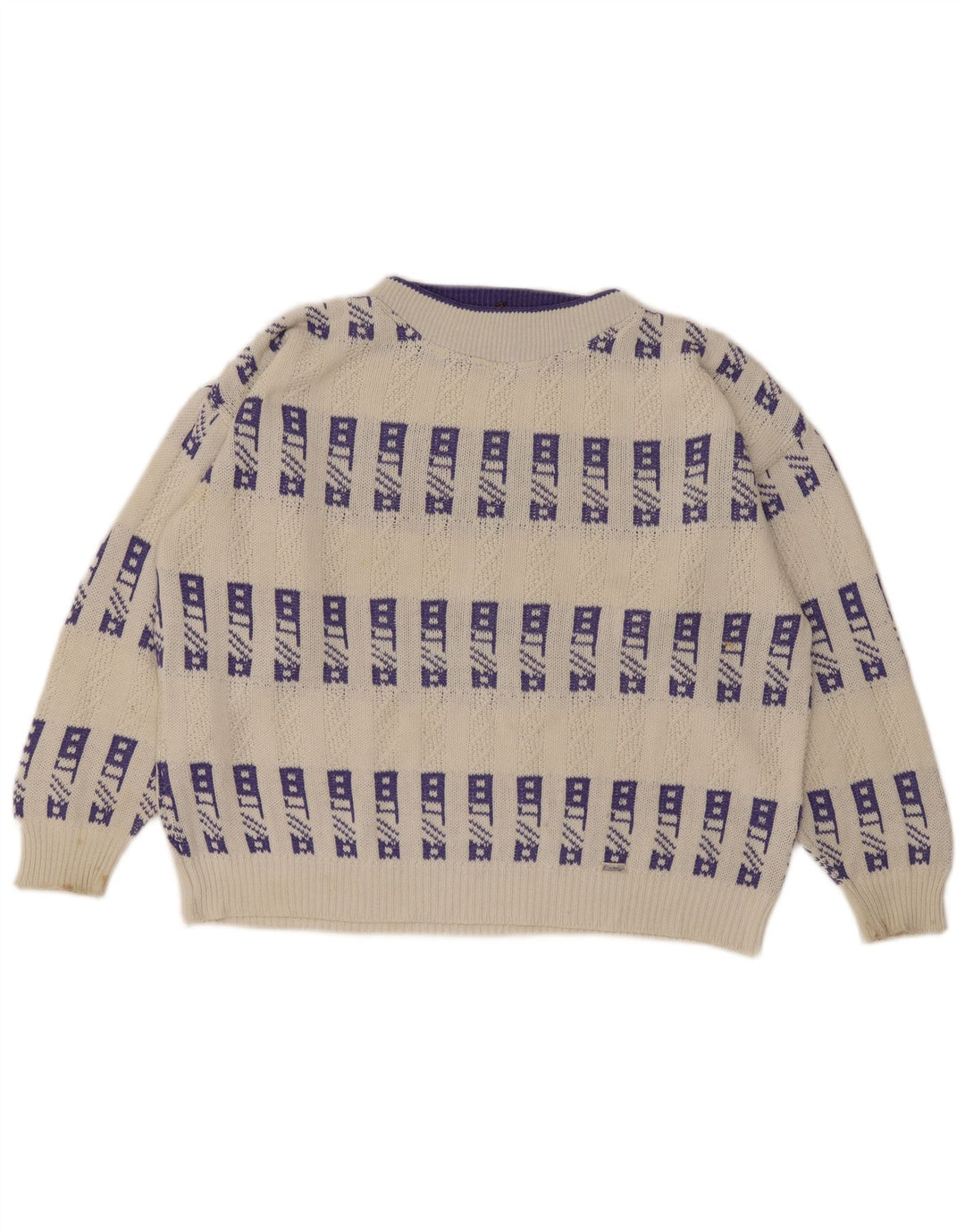 Maglione maglione girocollo da uomo Eisbar XL bianco geometrico