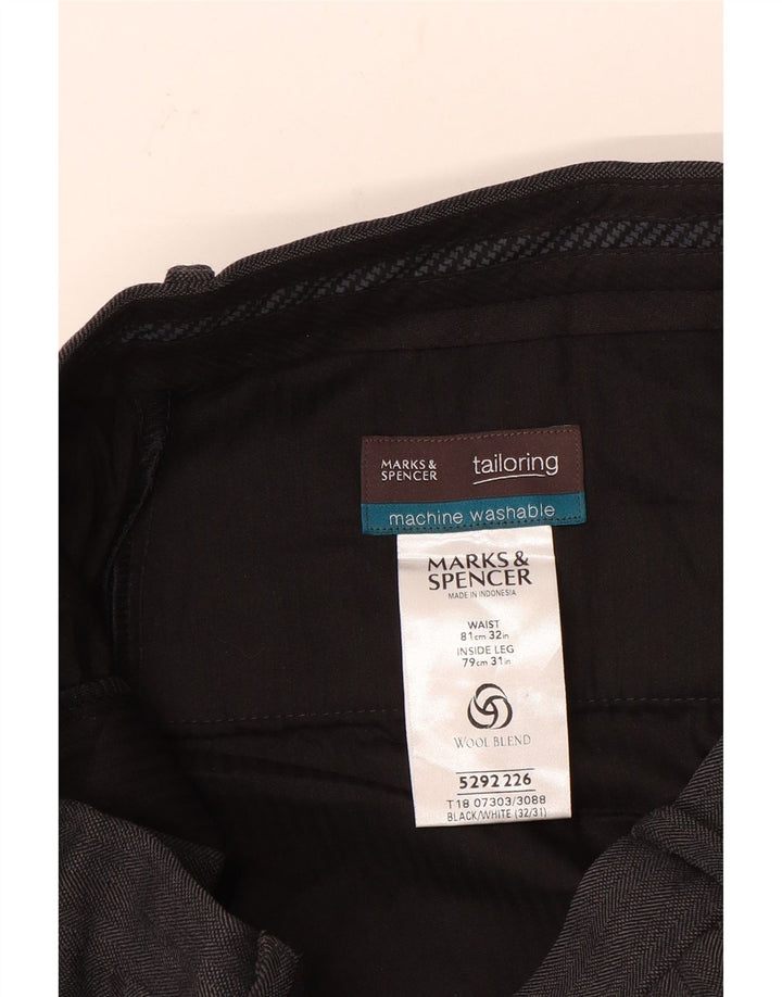 Pantaloni da abito dritti da uomo Marks & Spencer W32 L31 poliestere grigio