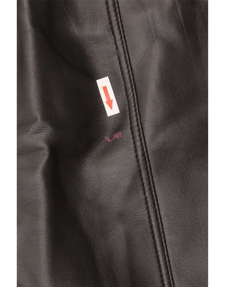 Mini gonna in pelle vintage da donna grande W34 nera