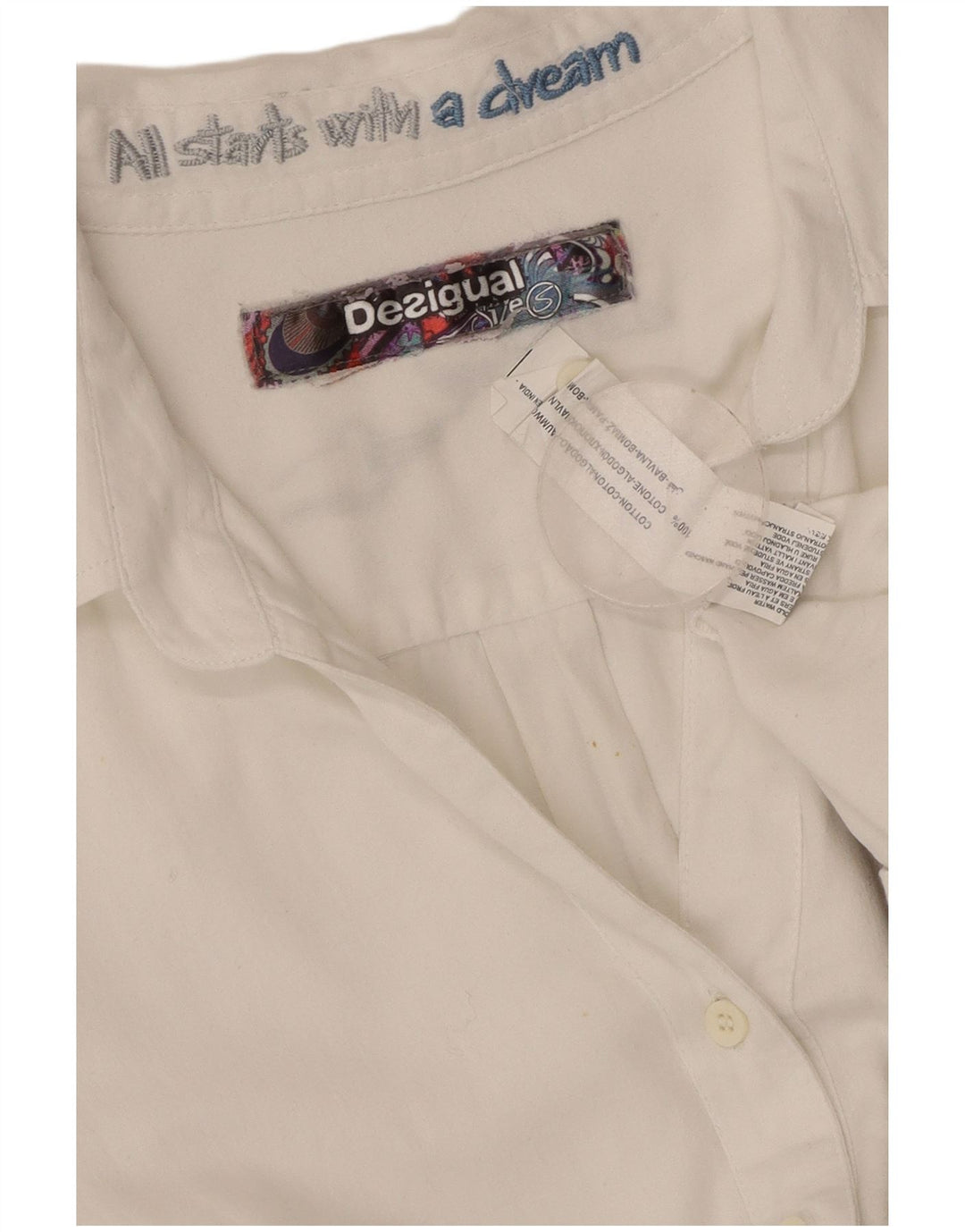 Camicia grafica da donna DESIGUAL UK 10 piccolo cotone floreale bianco