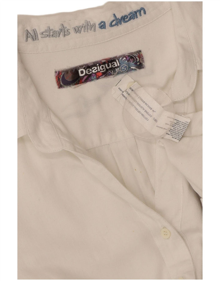 Camicia grafica da donna DESIGUAL UK 10 piccolo cotone floreale bianco