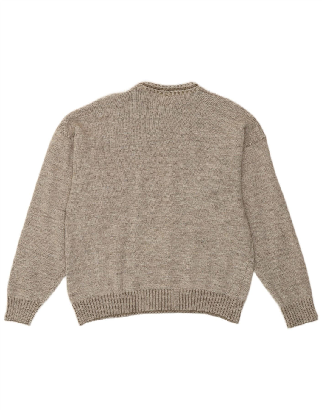 Maglione vintage da uomo girocollo girocollo grigio medio geometrico retrò