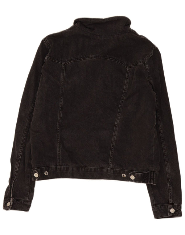 Topshop Giacca da donna in denim sherpa UK 16 grande cotone nero