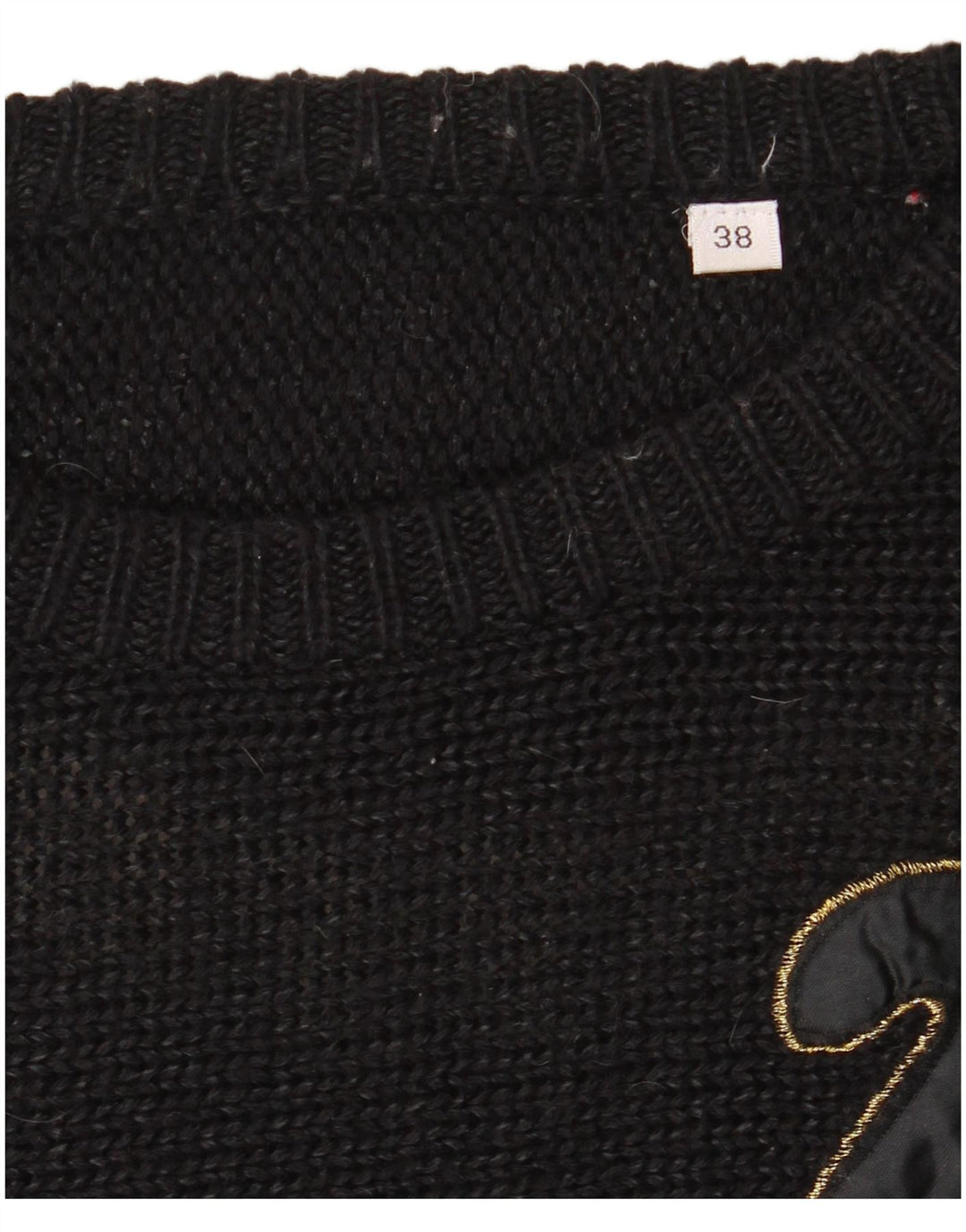 Maglione maglione girocollo da donna VINTAGE EU 38 blocco colore nero medio