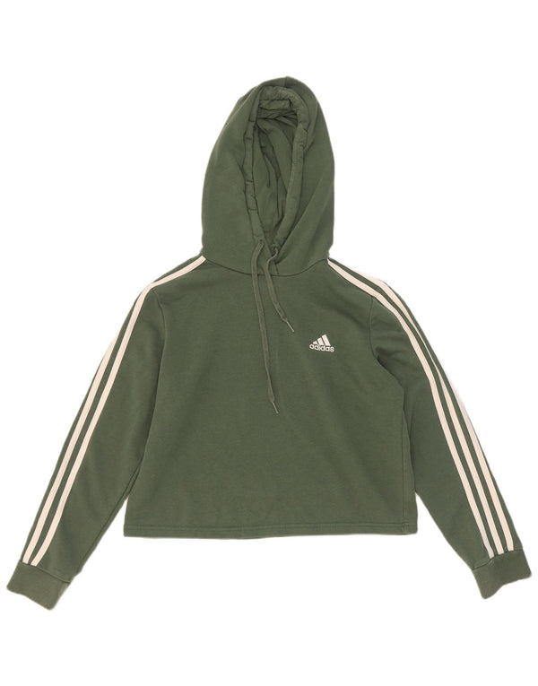 Maglione con cappuccio corto da donna Adidas UK 12/14 Cotone verde medio