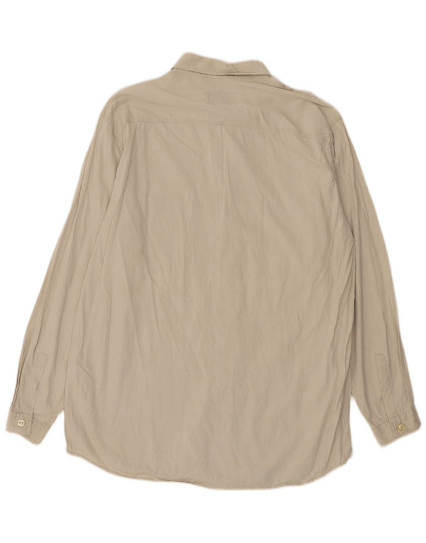Camicia Armani Jeans Uomo XL Cotone Gessato Beige