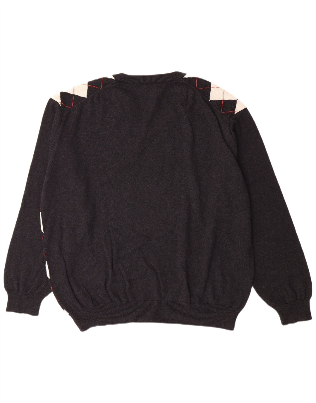 LACOSTE Maglione da uomo con scollo a V taglia 8 3XL nero a rombi/cotone diamante