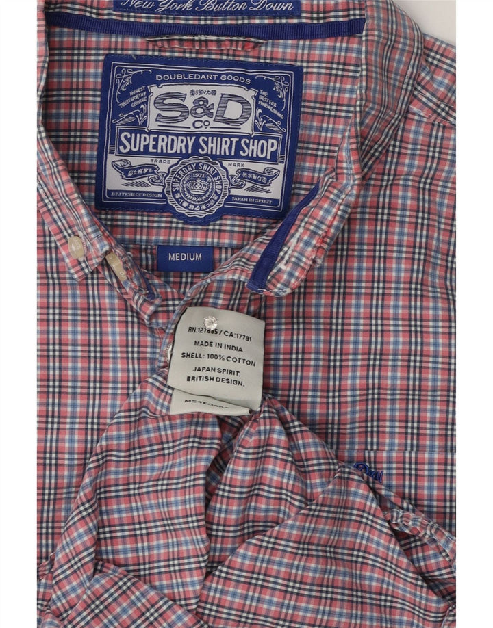 Camicia da uomo Superdry in cotone a quadretti rosa medio