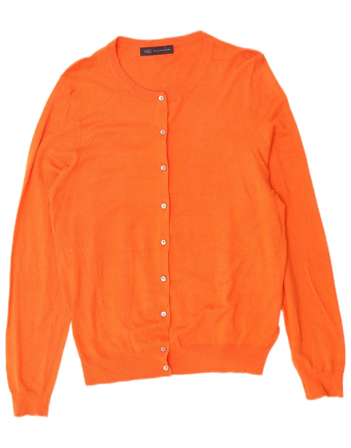 Maglione cardigan da donna Marks & Spencer UK 16 grande viscosa arancione