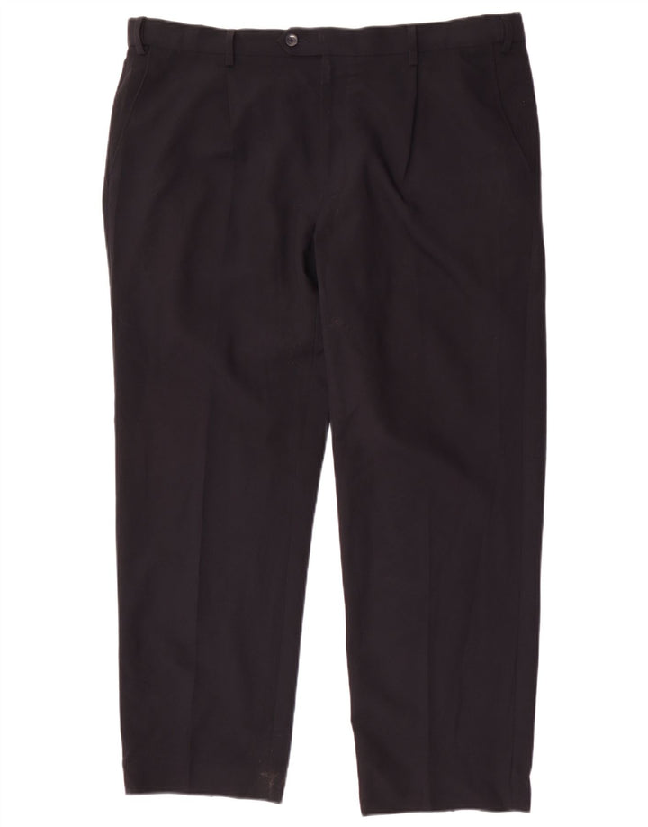 Pantaloni da abito vestibilità regolare Marks & Spencer da uomo W40 L29 poliestere blu navy