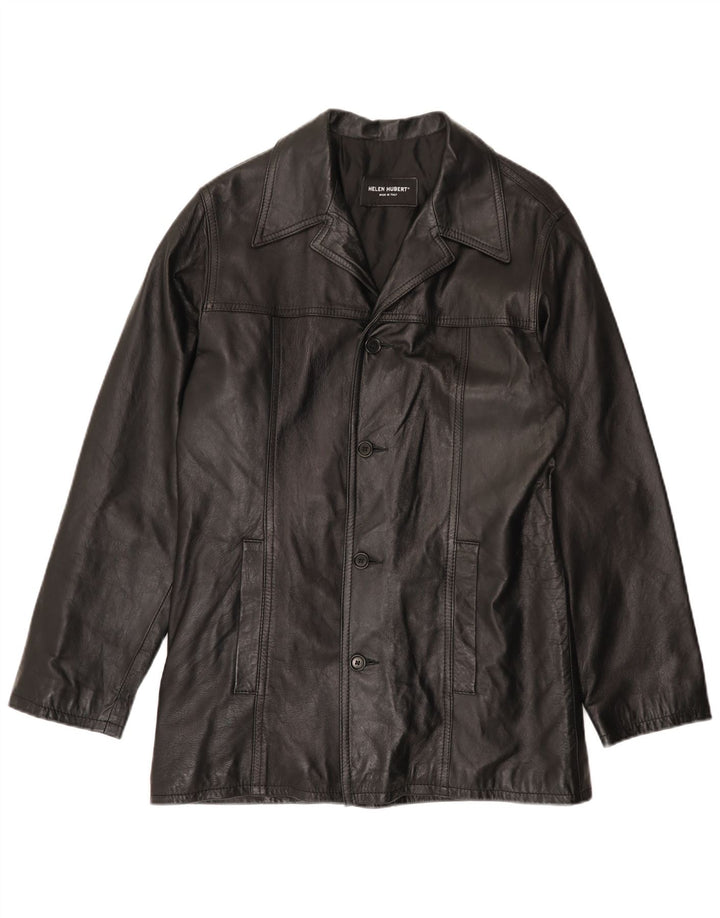 HELEN HUBERT Giacca in pelle da uomo UK 38 Pelle nera media