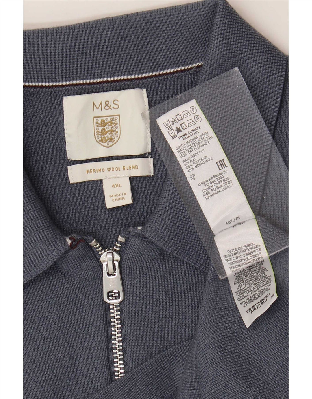 Maglione cardigan da uomo Marks & Spencer 4XL poliestere blu