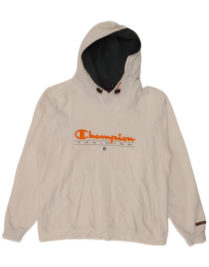 Felpa con cappuccio grafica da uomo Champion Small bianca