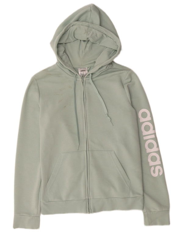 Maglione con cappuccio e zip grafica da donna Adidas UK 10 piccolo cotone verde