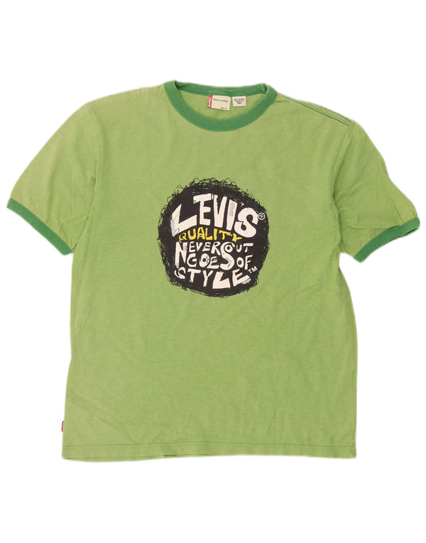 T-shirt grafica da donna Levi's Top UK 16 grande cotone verde