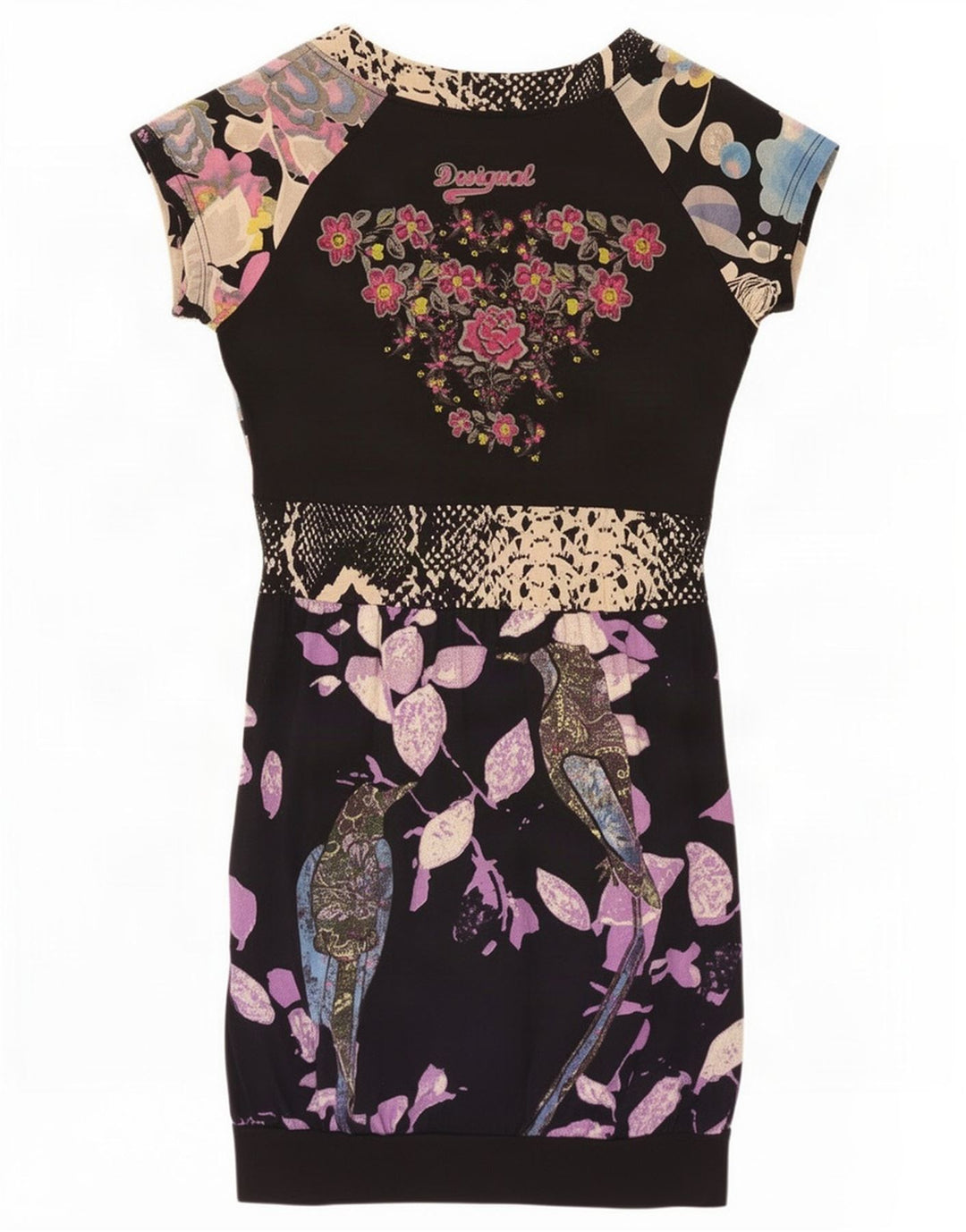 Desigual Abito da donna a bolle con motivo astratto UK 14 Grande cotone blu navy