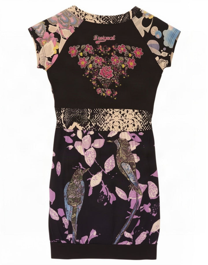 Desigual Abito da donna a bolle con motivo astratto UK 14 Grande cotone blu navy