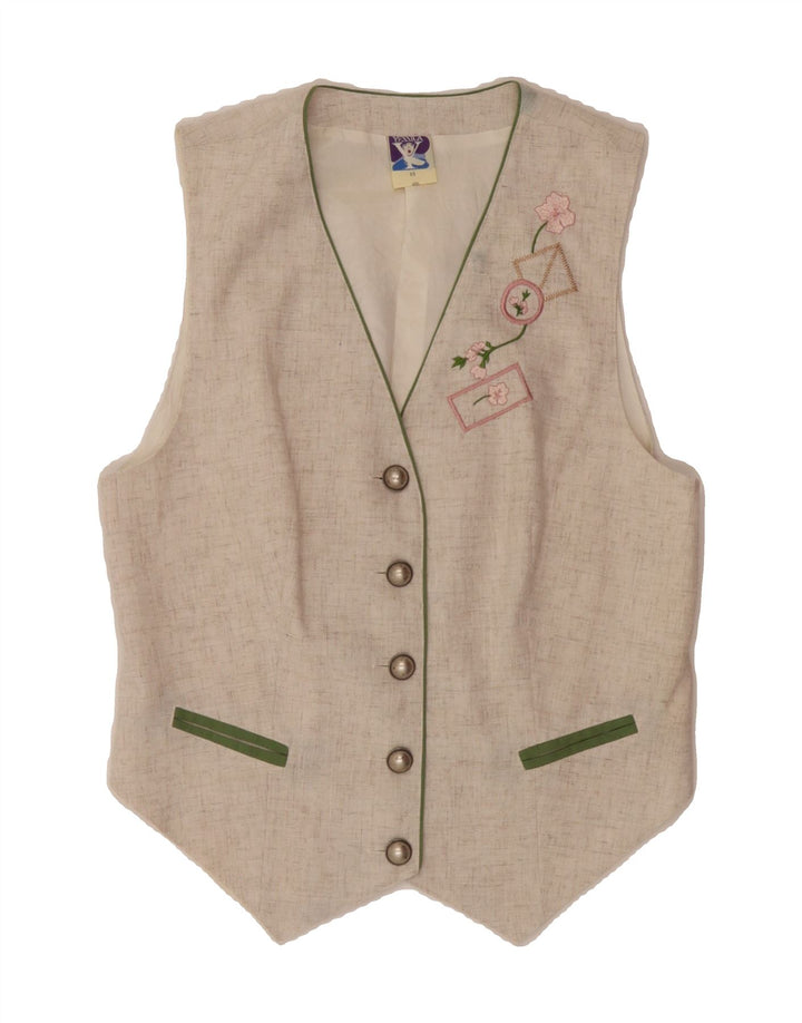 YESSICA Womens Waistcoat EU 40 Medium Beige Floral Polyester Vintage Yessica and Second-Hand Yessica from Messina Hembry 