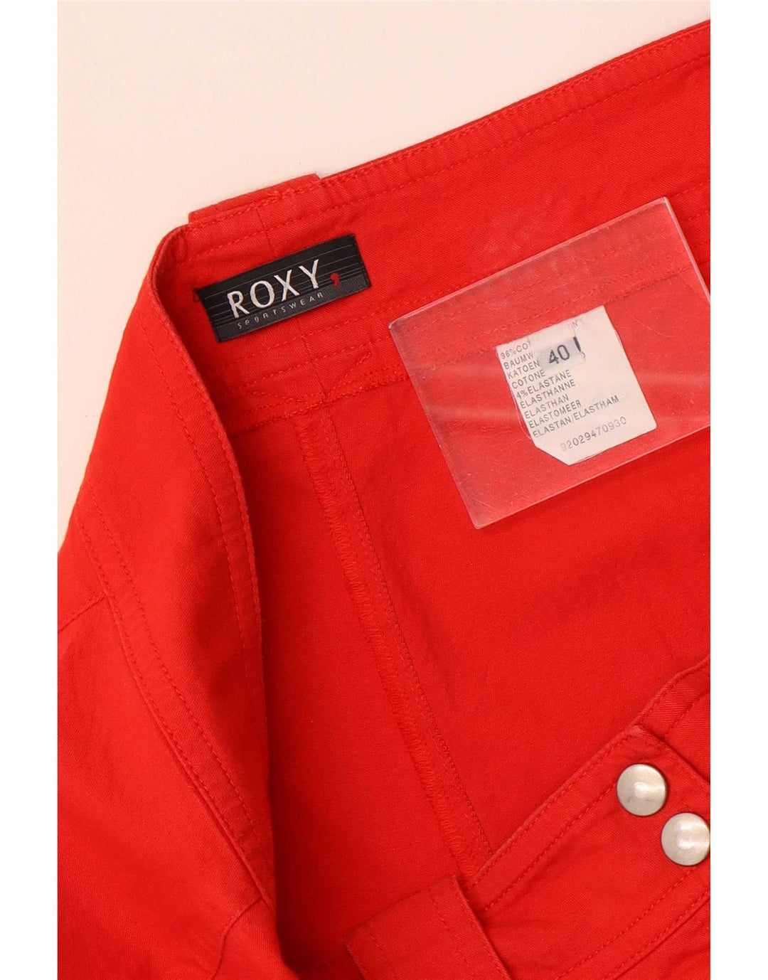 Pantaloni corti dritti da donna Roxy EU 40 Medium W30 L23 Cotone rosso