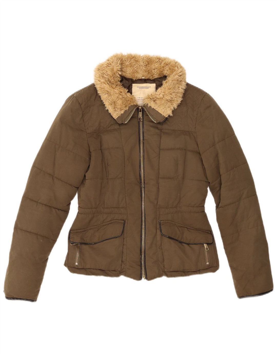 Giacca imbottita da donna Zara UK 6 XS Cachi