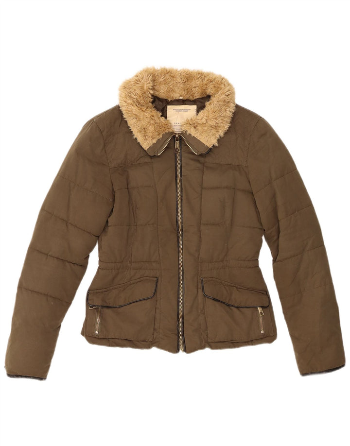 Giacca imbottita da donna Zara UK 6 XS Cachi