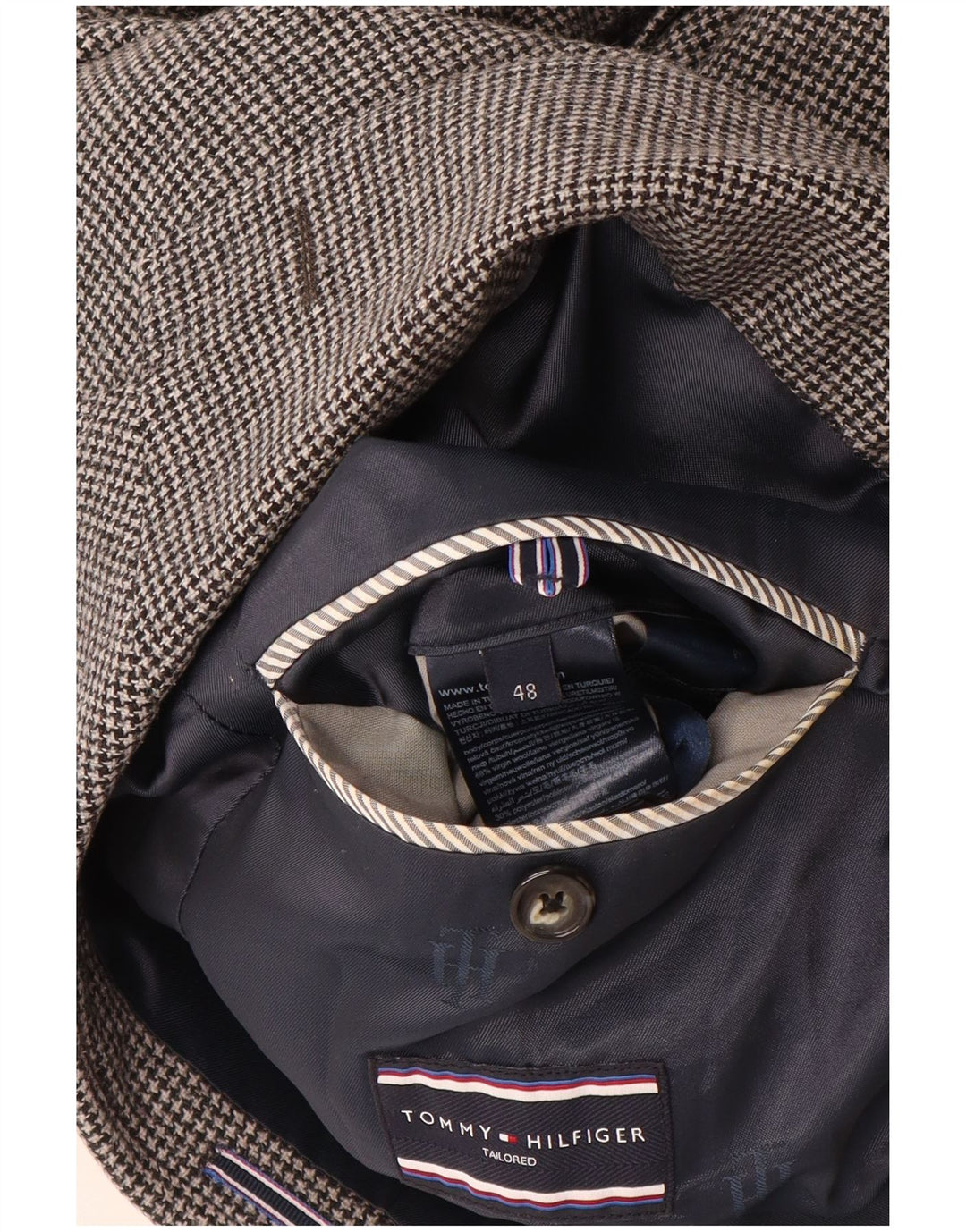 TOMMY HILFIGER Giacca blazer sartoriale da uomo IT 48 pied de poule grigio medio