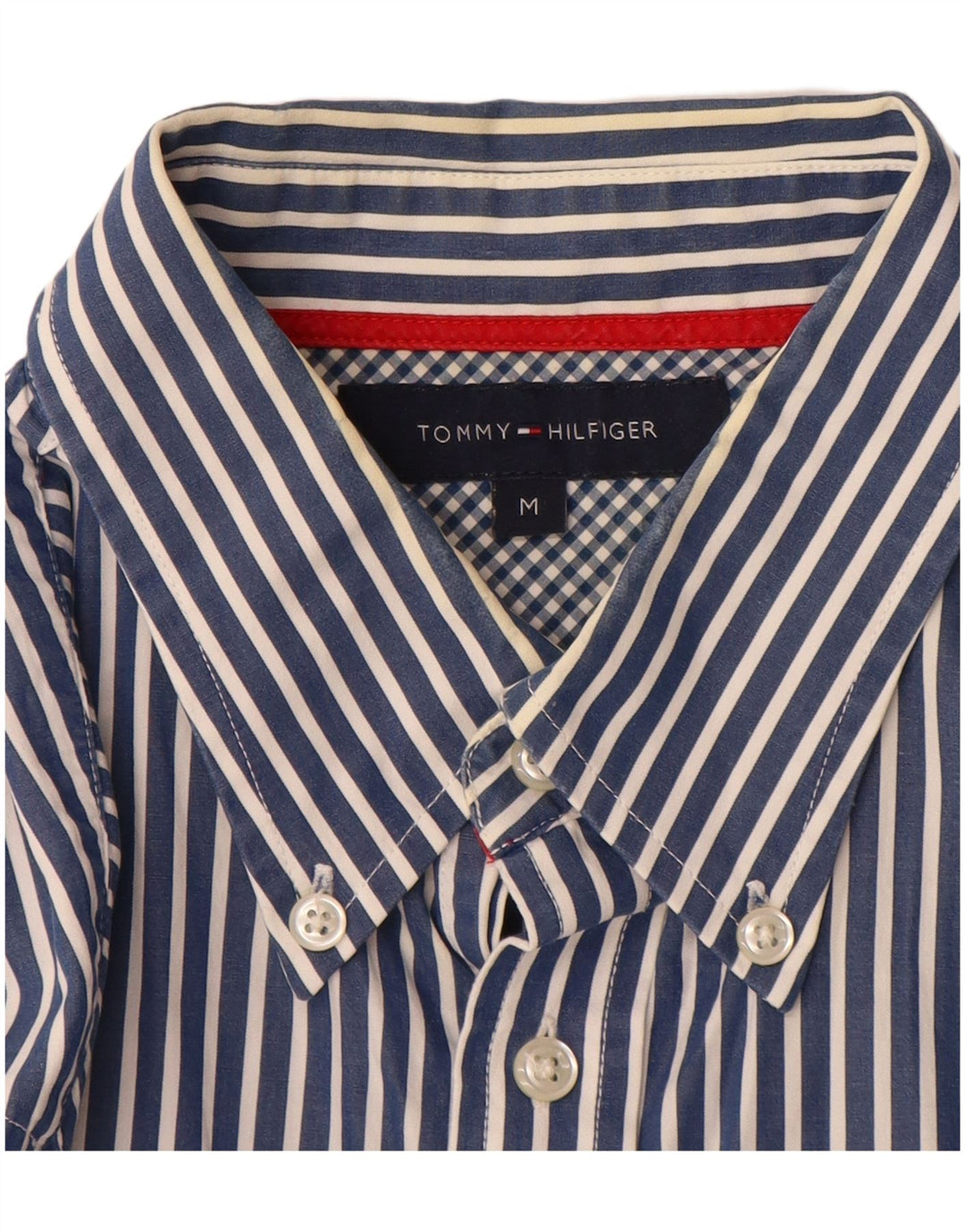 Camicia da uomo Tommy Hilfiger in cotone gessato blu medio