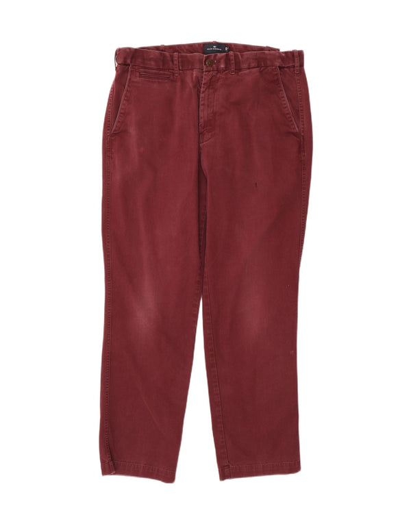Pantaloni chino dritti Marks & Spencer da uomo blu Harbour W36 L31 Borgogna