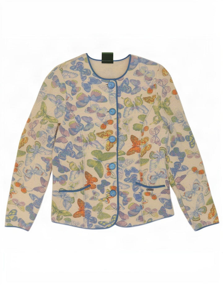 Giacca blazer in maglia da donna a 5 bottoni Geiger EU 38 media farfalla bianco sporco