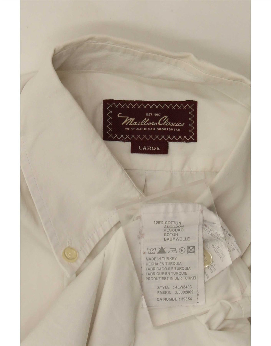 Camicia da uomo Marlboro Classics Large in cotone bianco